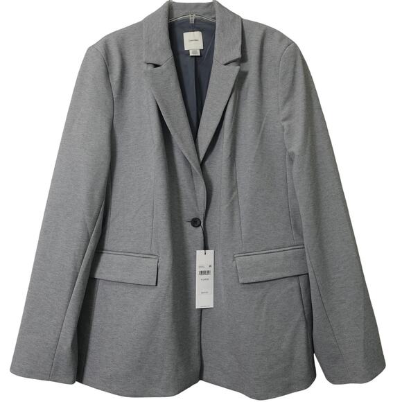 Calvin Klein Ponte Blazer Medium Gray Melange- XL - Picture 1 of 11